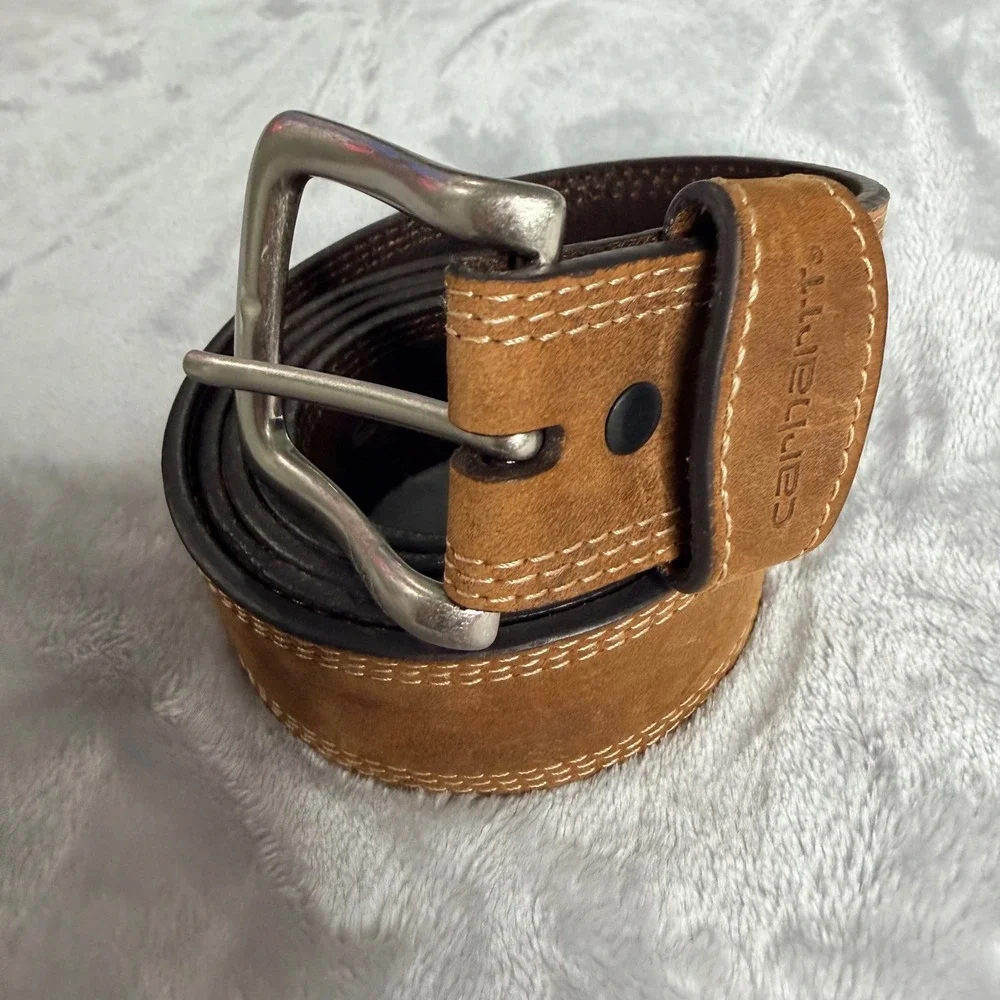 Carhartt Mens Brown Genuine Italian Leather Belt Size 40 Workwear 2202